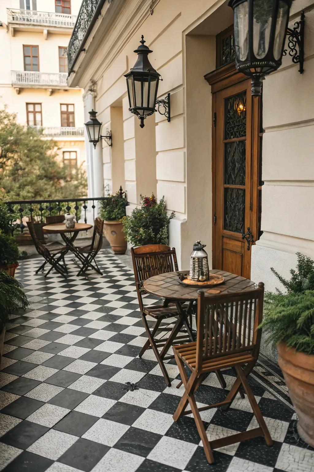 Checkerboard patterns offer timeless elegance and charm.