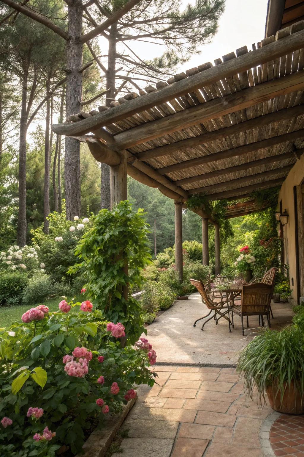 Nature-inspired lumber shades deliver charm and warmth to outdoor areas.