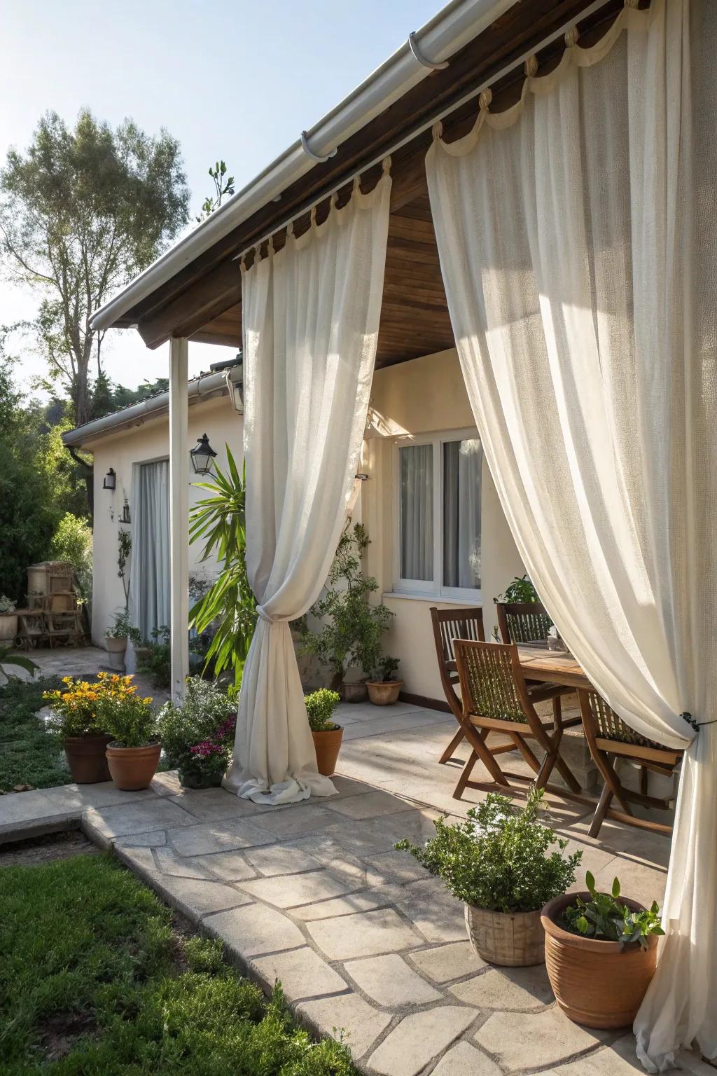 Conceive a dreamy configuration via exterior drapes.