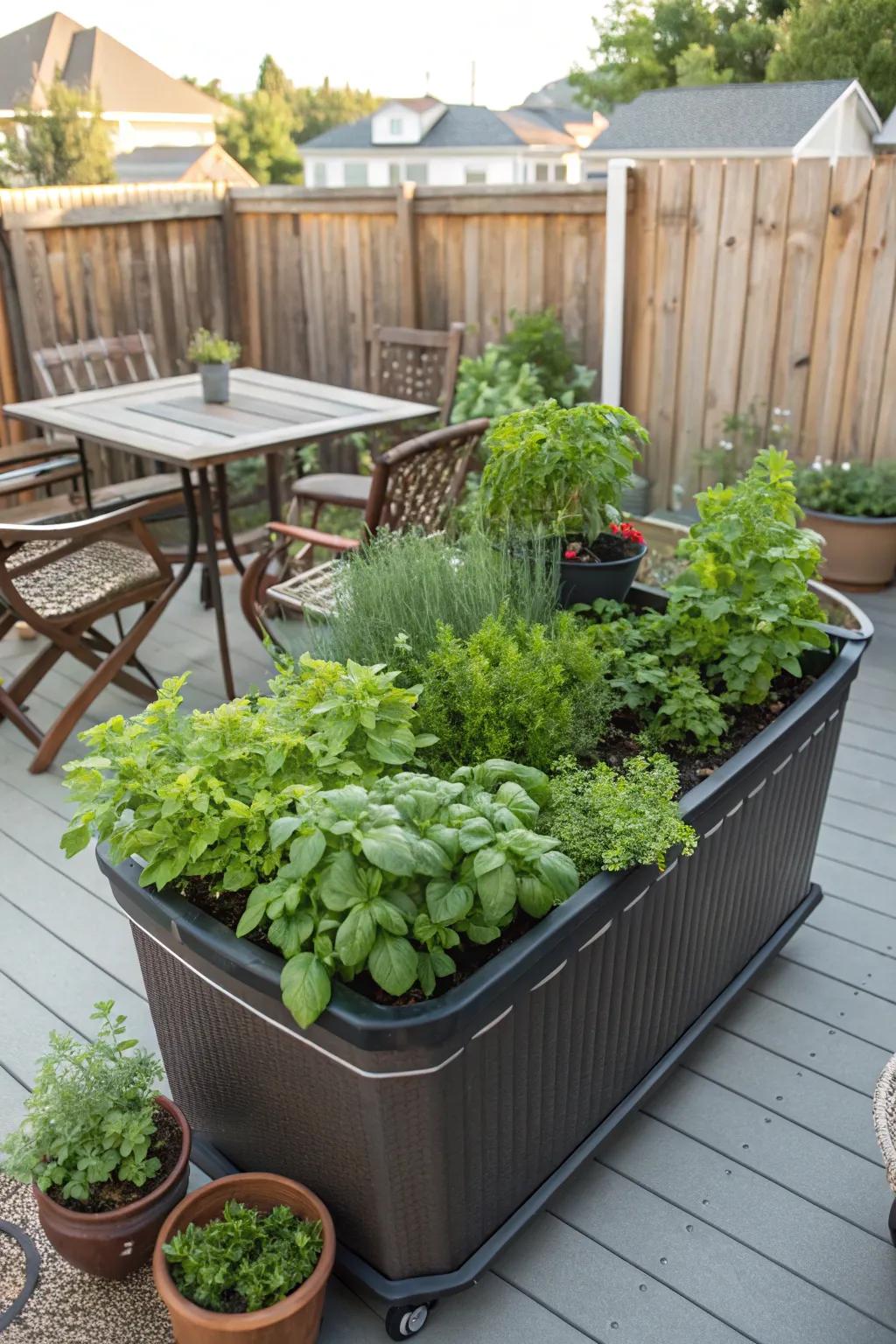 Portable herb planter for the mobile gardener.