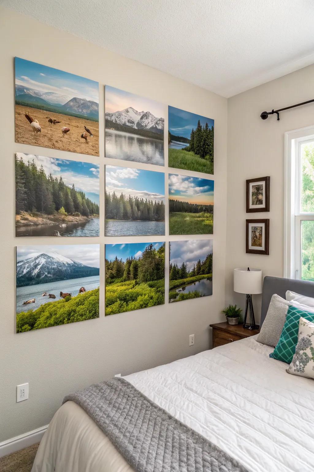 Bring nature indoors with a nature-themed photo display.