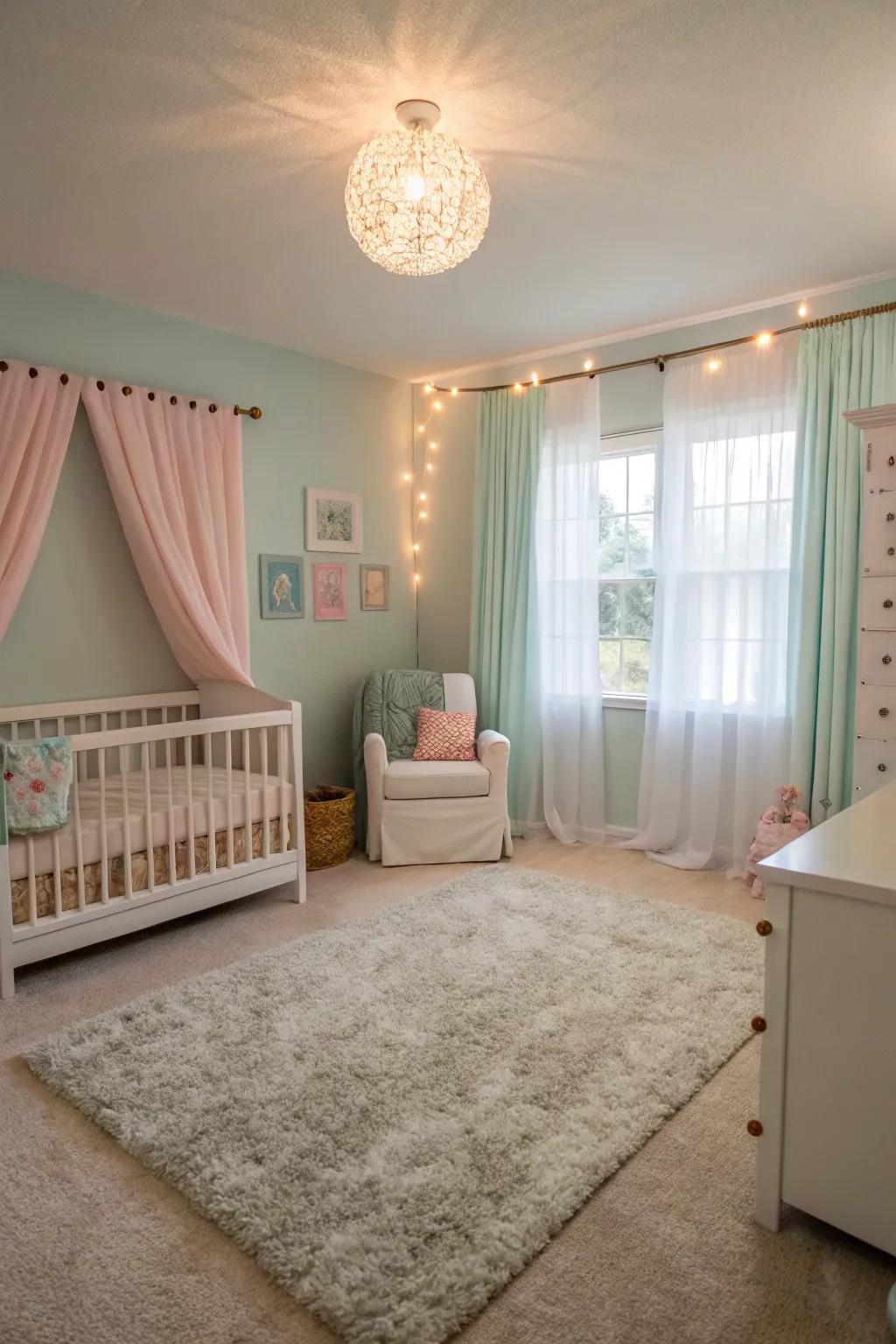 Pile flooring ensures a tender and safe baby's room atmosphere.