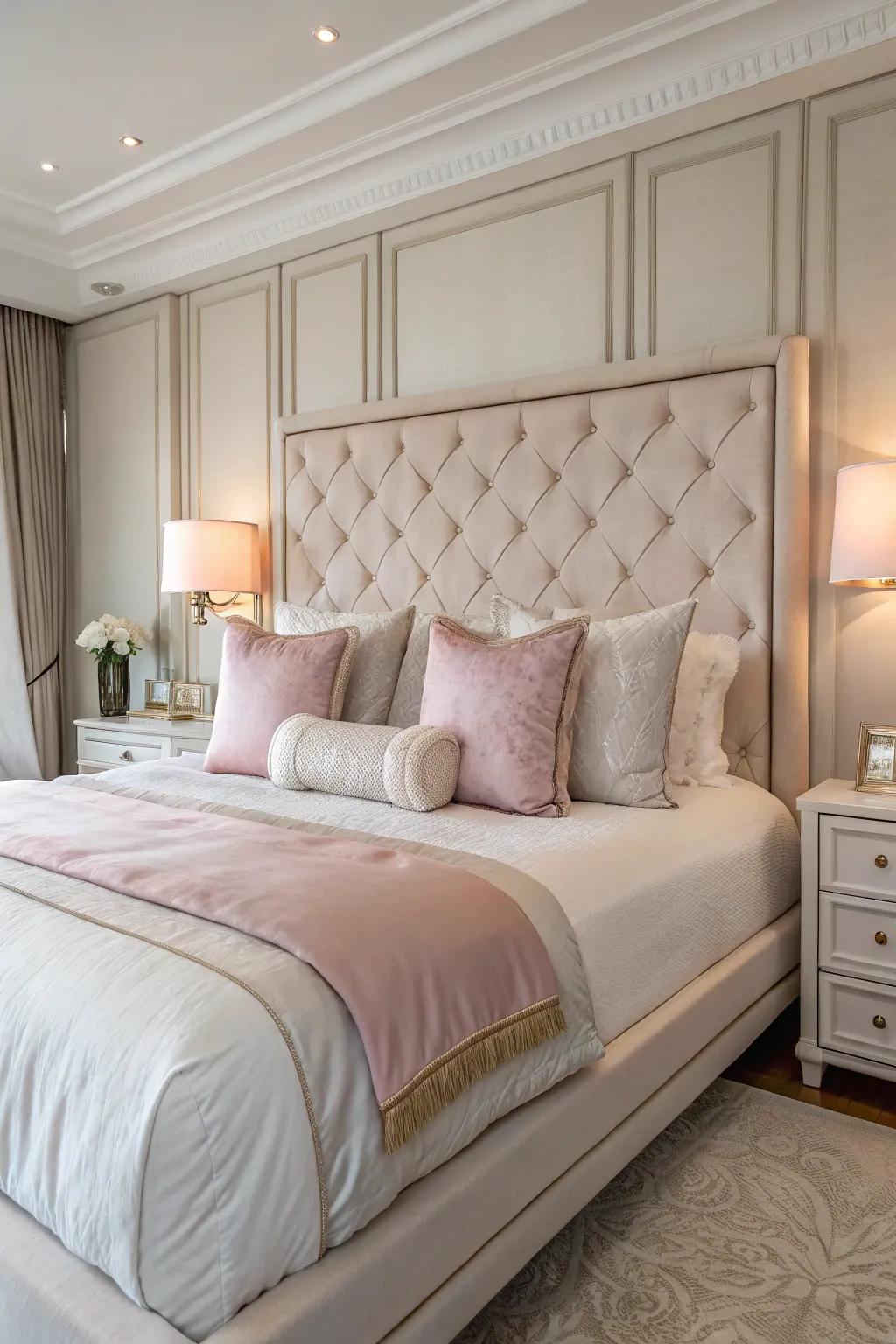 Oversized pillows enhance the plush feel of a bed.