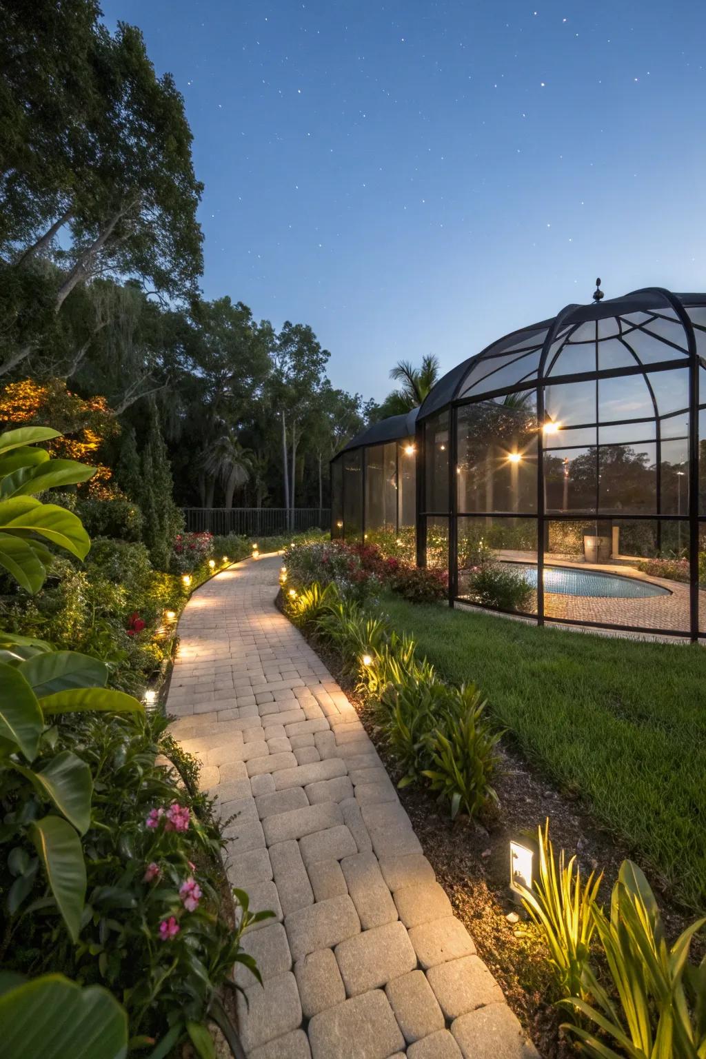 Path lighting ensures safe and charming walkways.