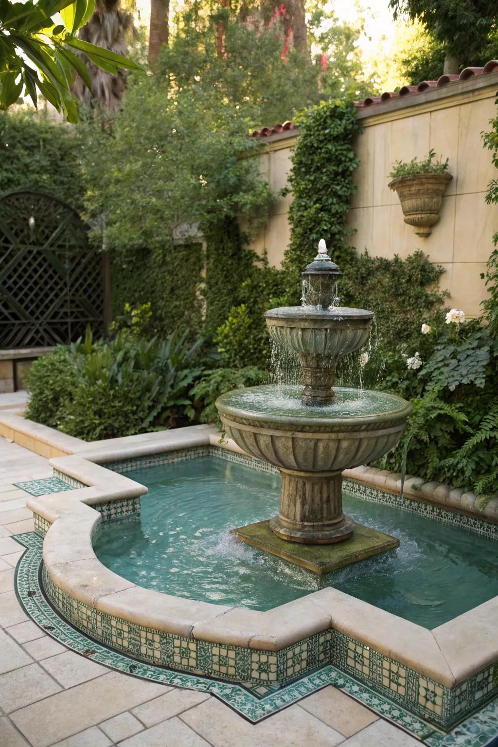 Water features amplify the serenity of your pool zone with their calming sounds.