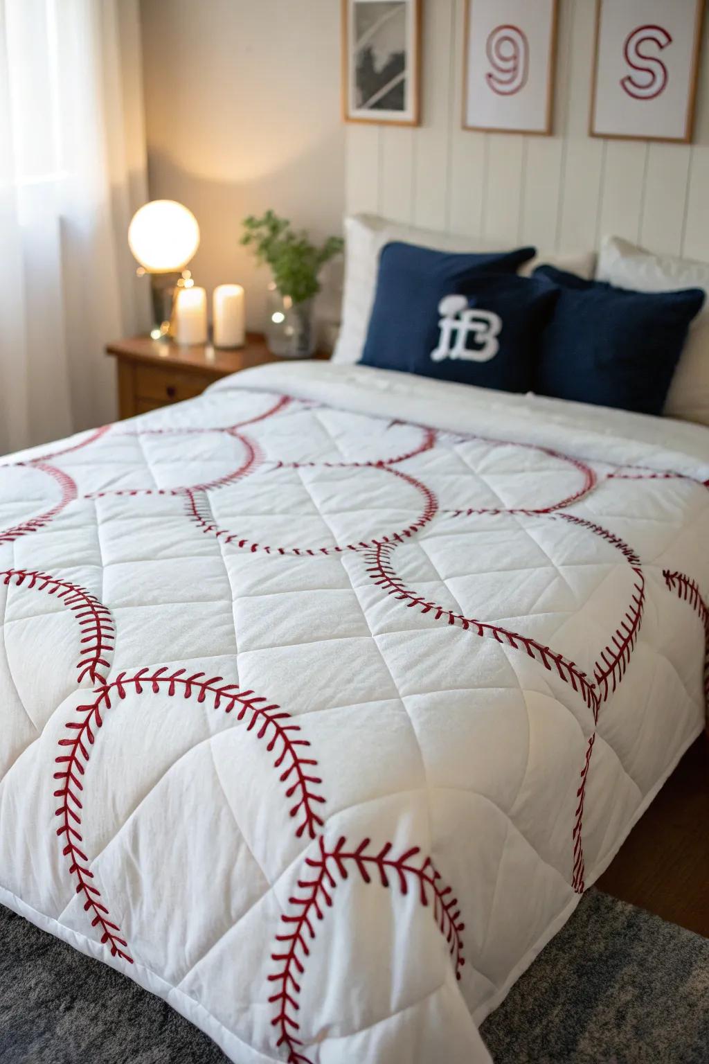 Incorporate rally towels into your bedding for a personal expression.