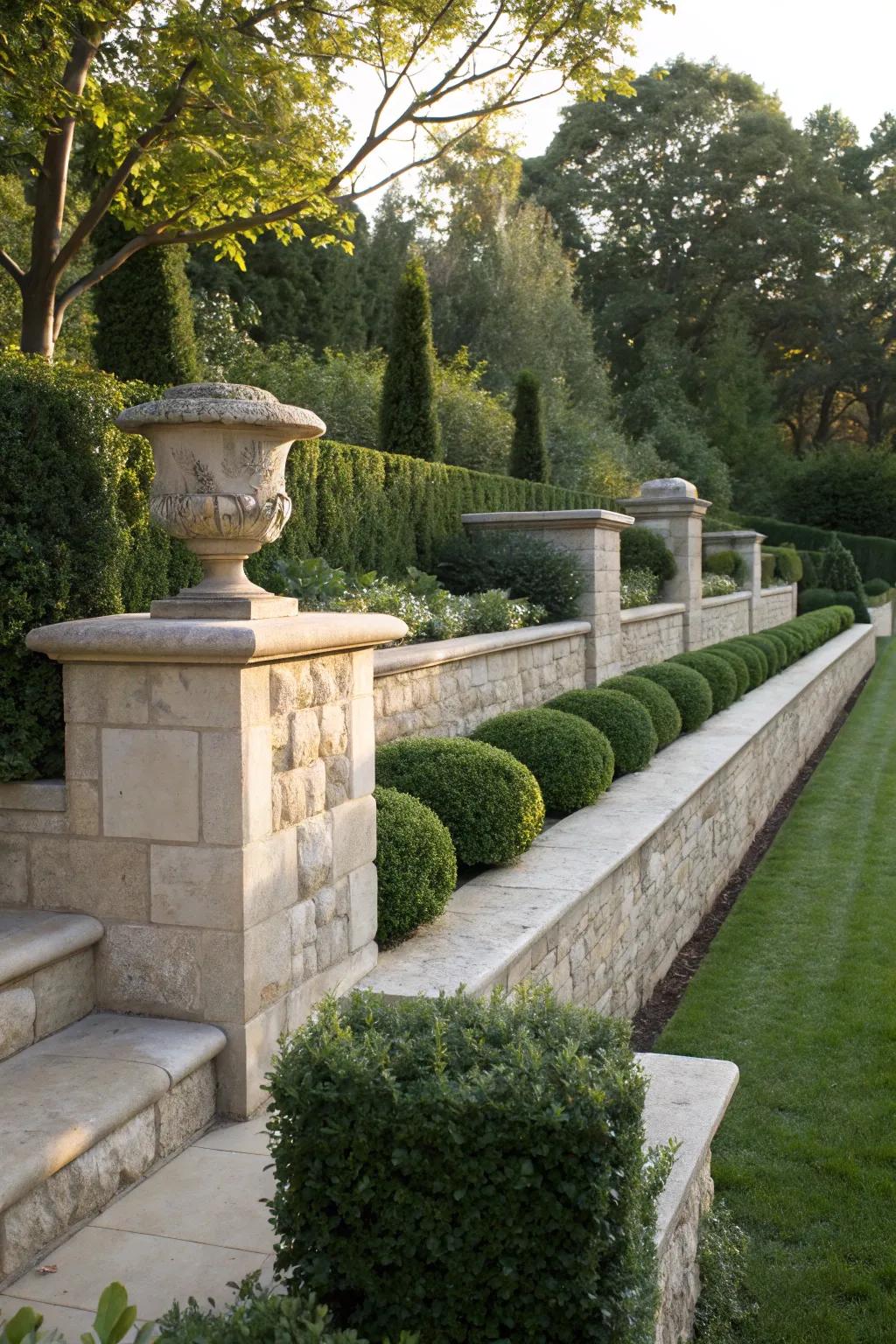 Limestone caps offer a sophisticated, refined touch.