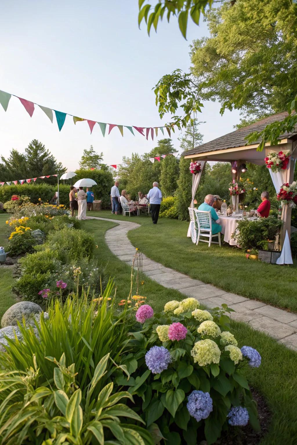 A garden theme provides a refreshing outdoor celebration.