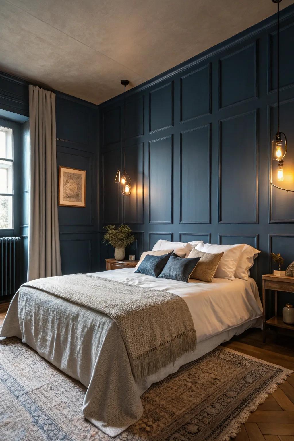 Moody colors add depth and class to a romantic space.