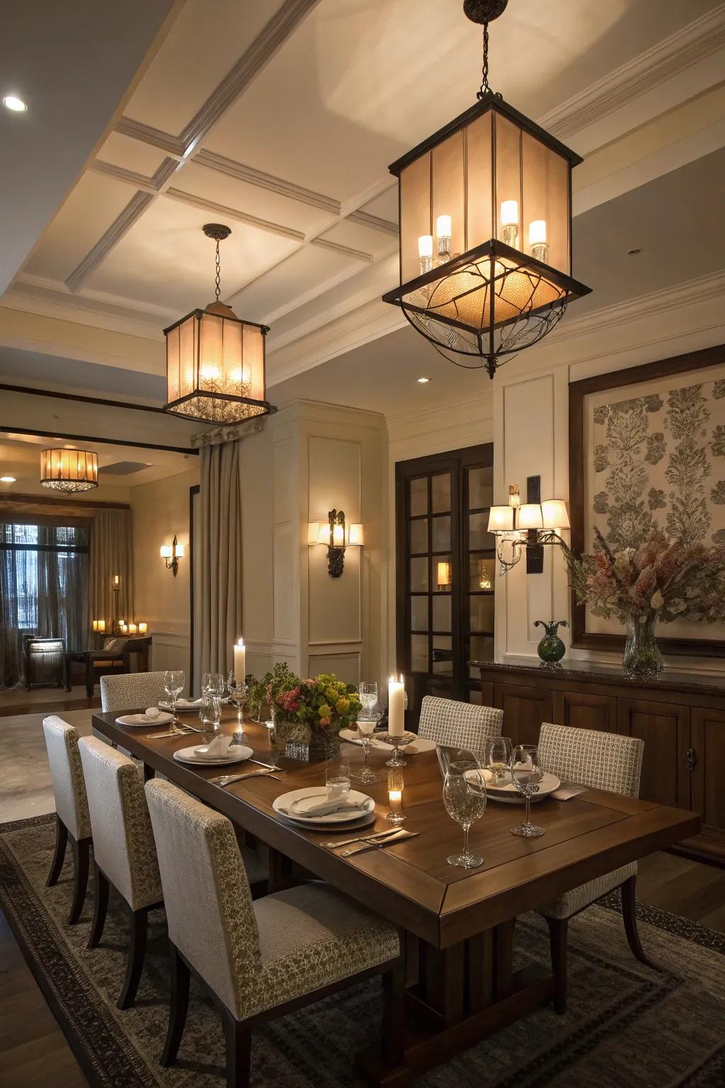 Tiered illumination delivers flexibility and depth to your romantic dining space.