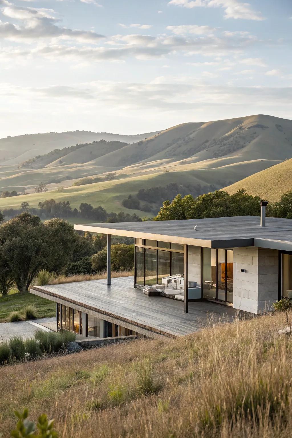 Single-pitch roofs radiate polished lines and minimalist style.