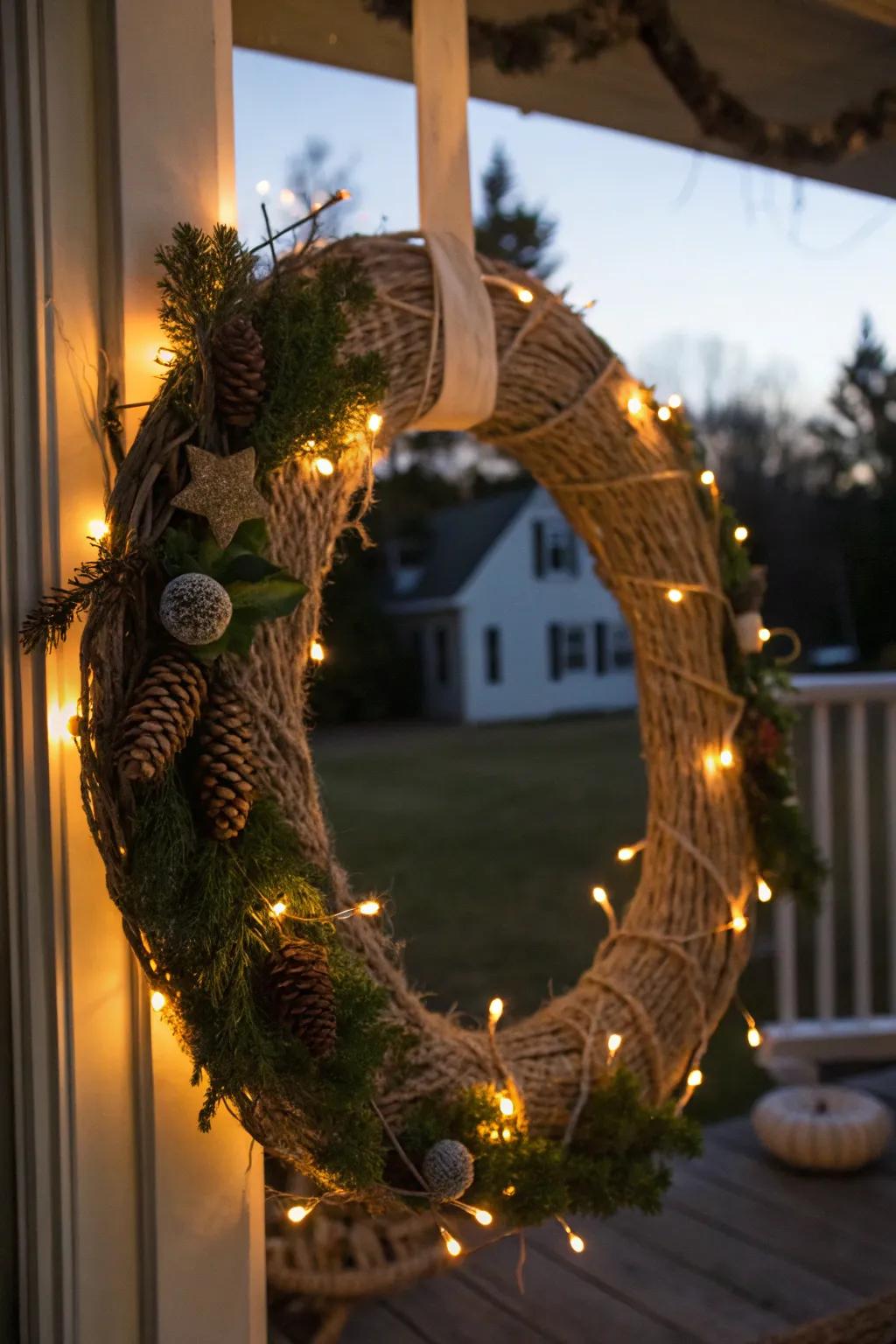 Rope and lights create a magical glow on this ring.