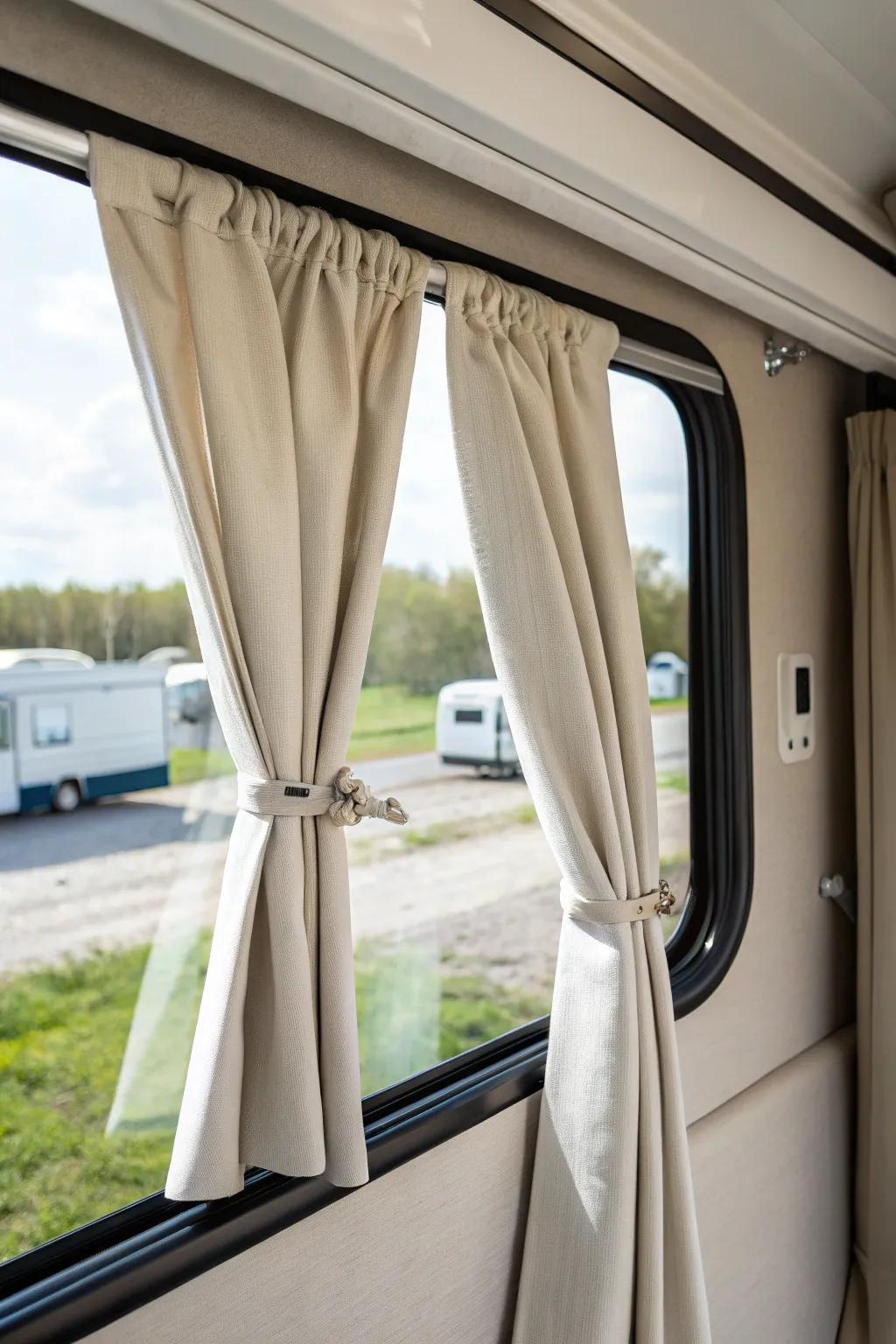 Keep it neat with streamlined retention straps for your curtains.