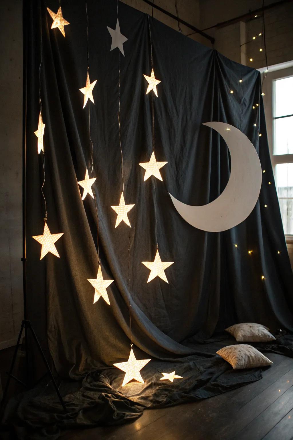 Capture celestial beauty with a starlit backdrop.