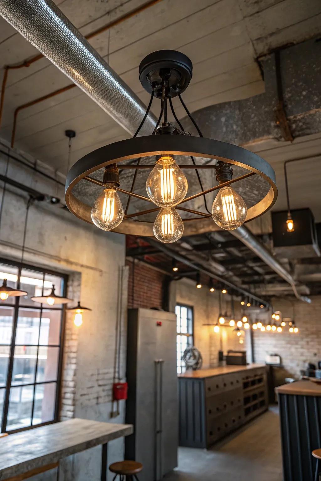 Incorporate a chic charm with industrial lighting in your space.