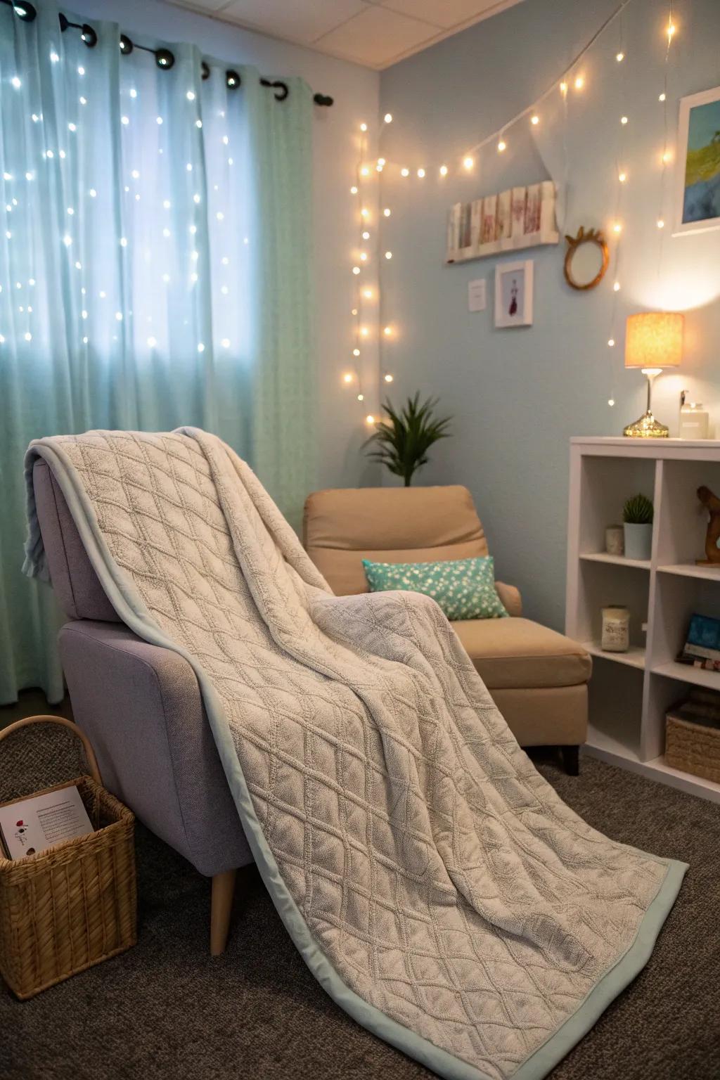 Weighted blankets offer a soothing, hug-like embrace.