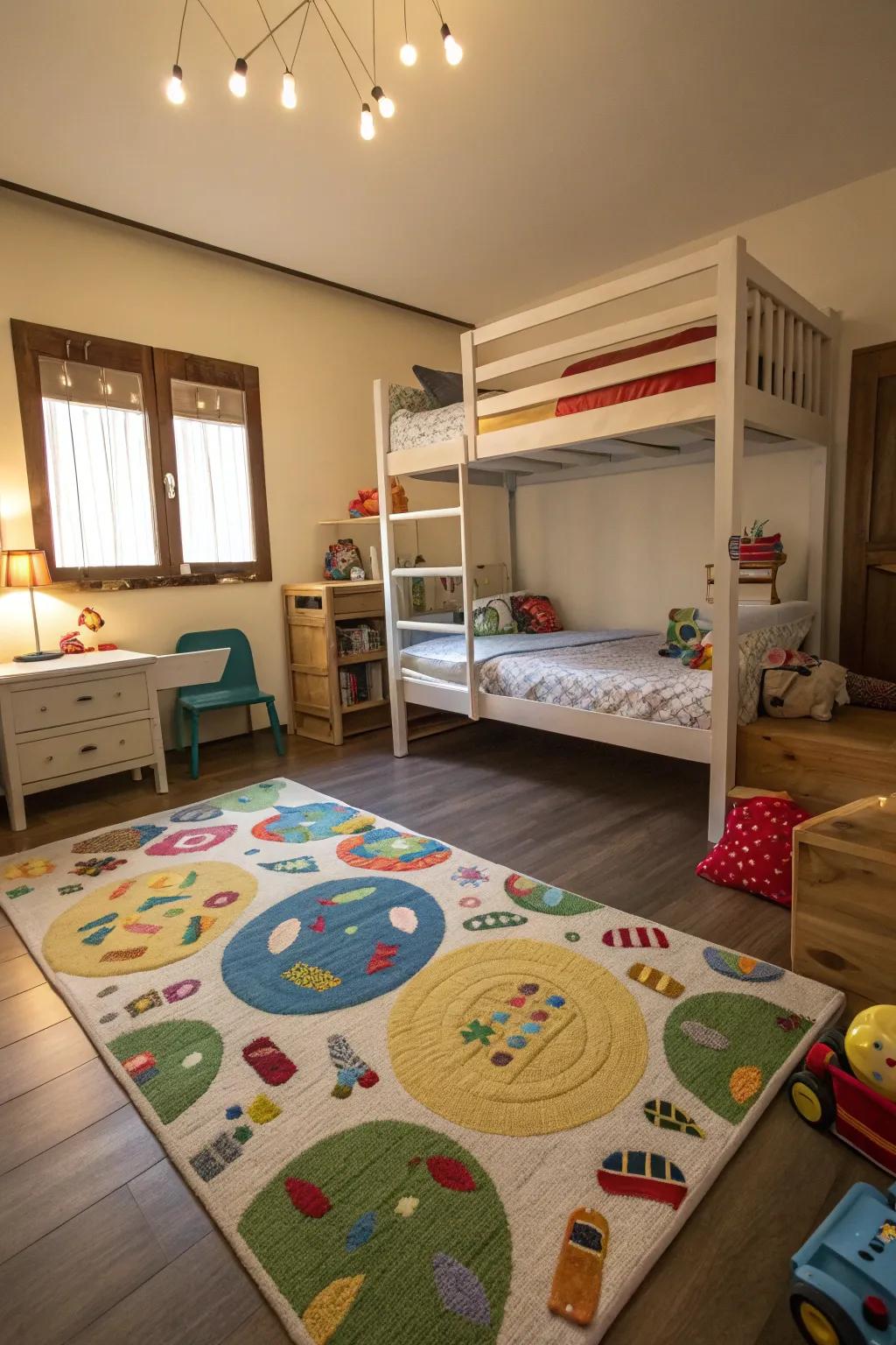 An activity area fosters unity between siblings via enjoyment and recreation.