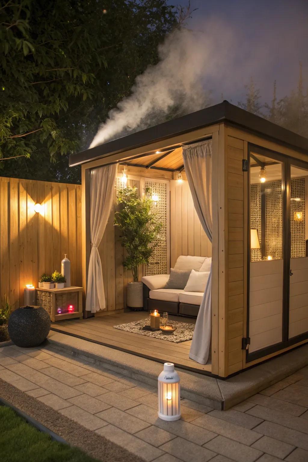 Revamp your she shed into a mini restorative spa using calming scents and luxurious seating.
