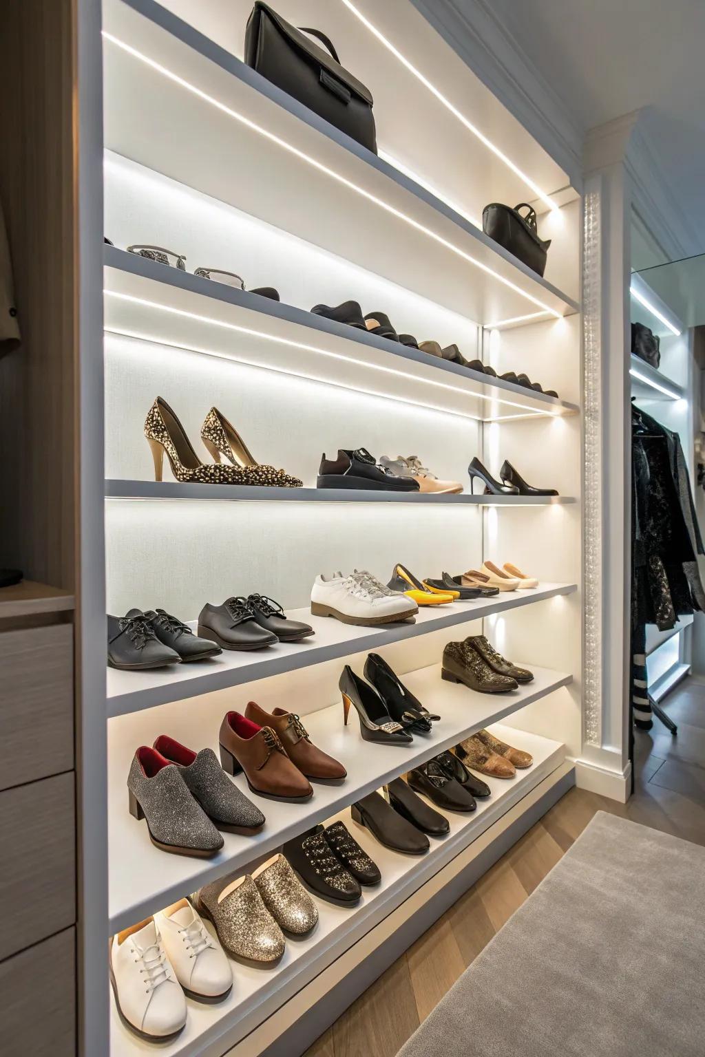 Highlight your shoe collection with stylish LED lighting.