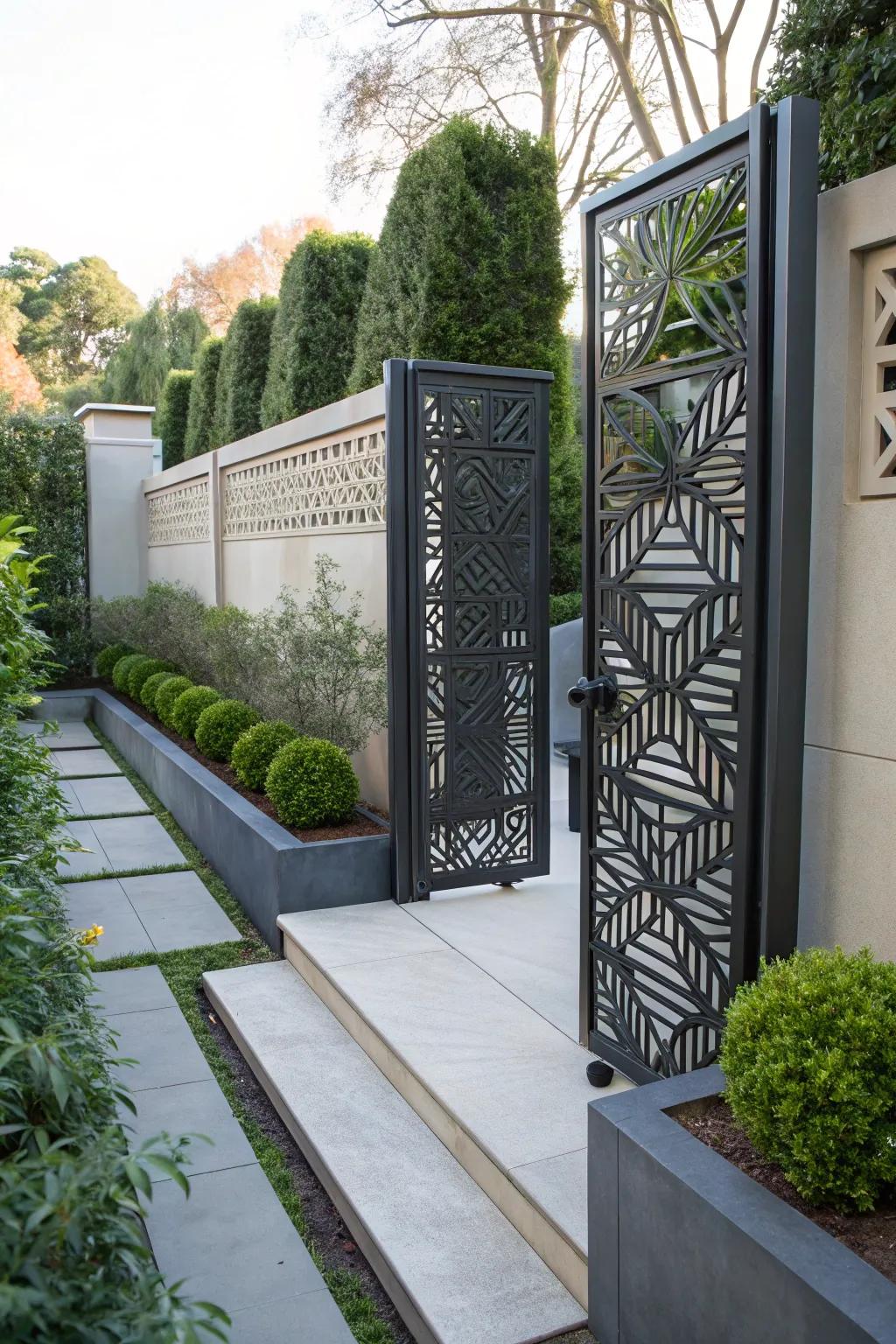 An access adorned with geometric patterns, functioning as an artistic piece.