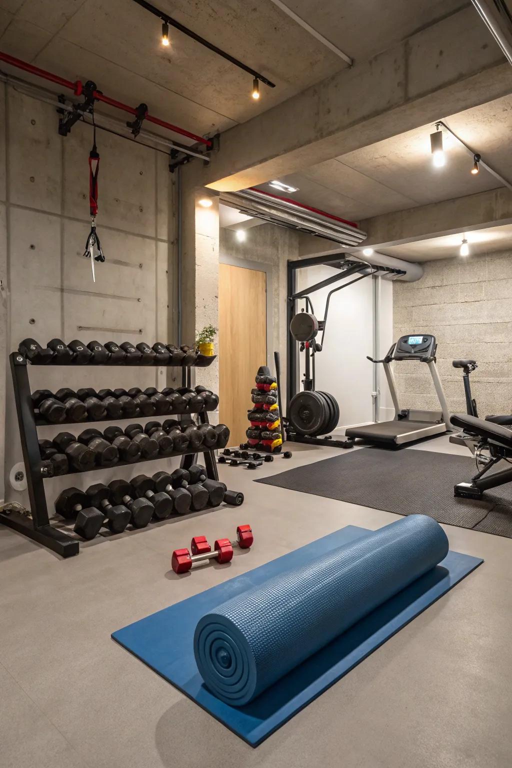 Home gymnasium in your basement for encouragement.