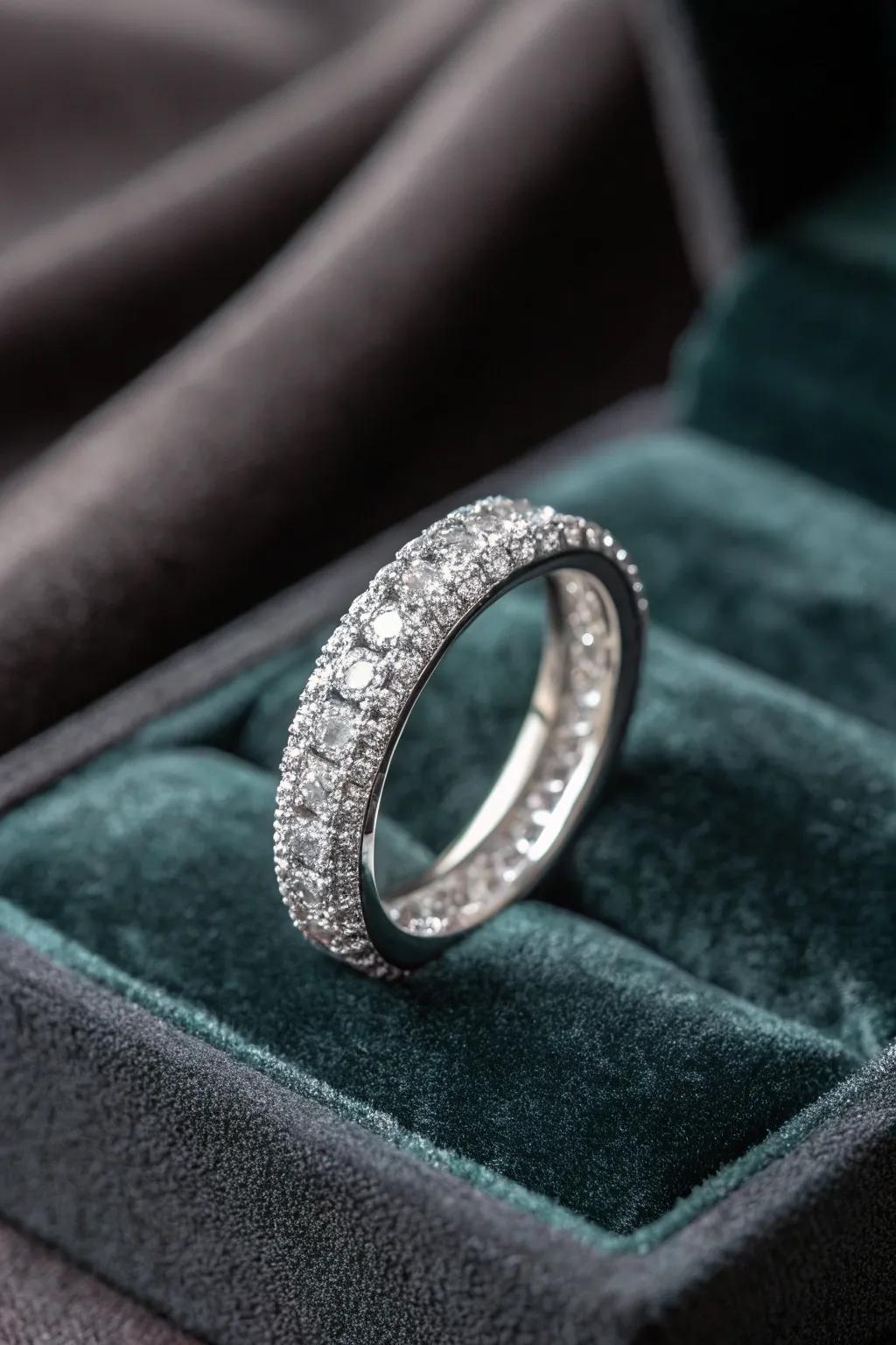 A tiny stone set circle with delicate sparkle and elegance.