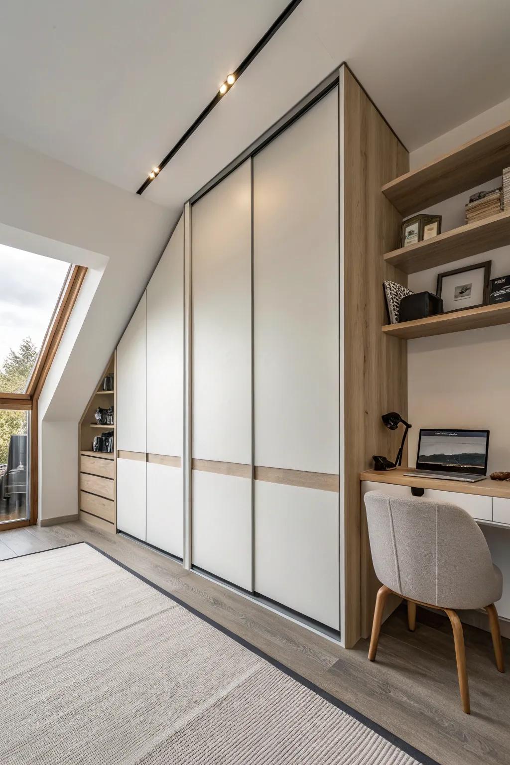 Sliding doors are a great way to hide storage.