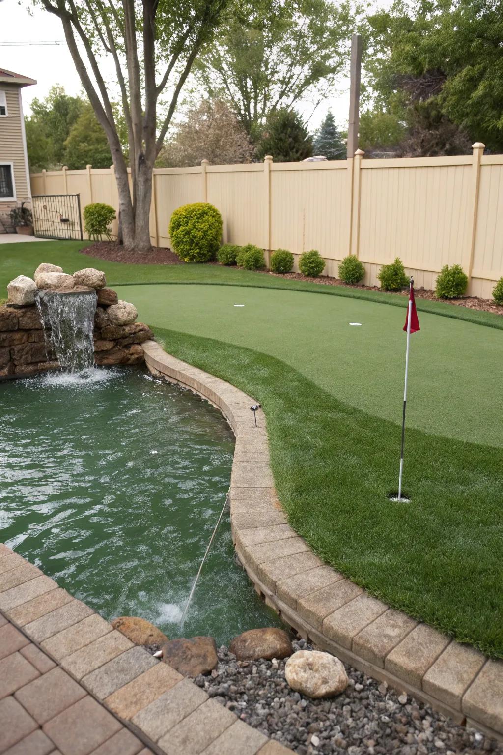 A putting green elevated by an elegant spring.