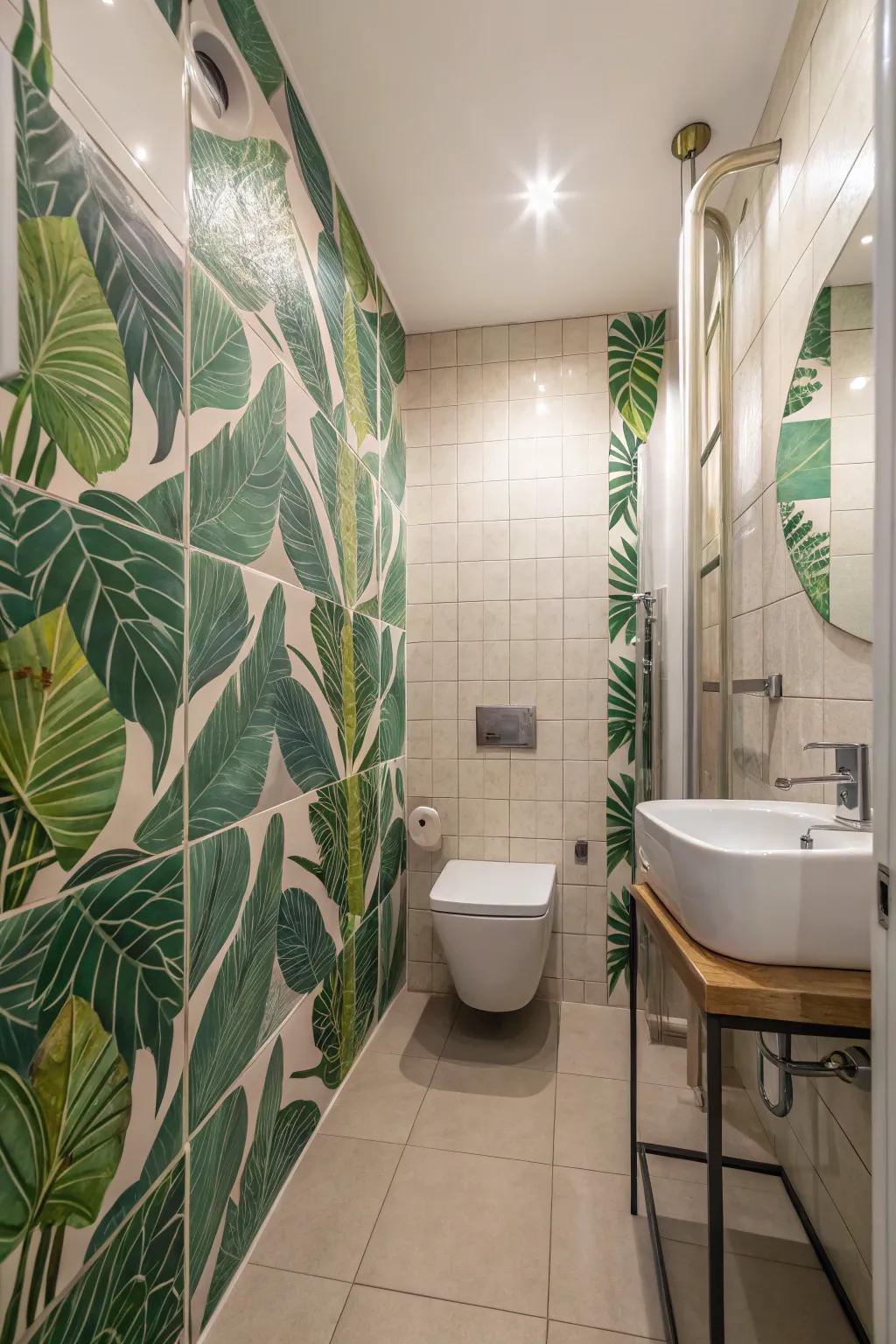 Nature-themed surfaces bring a refreshing, calming vibe.