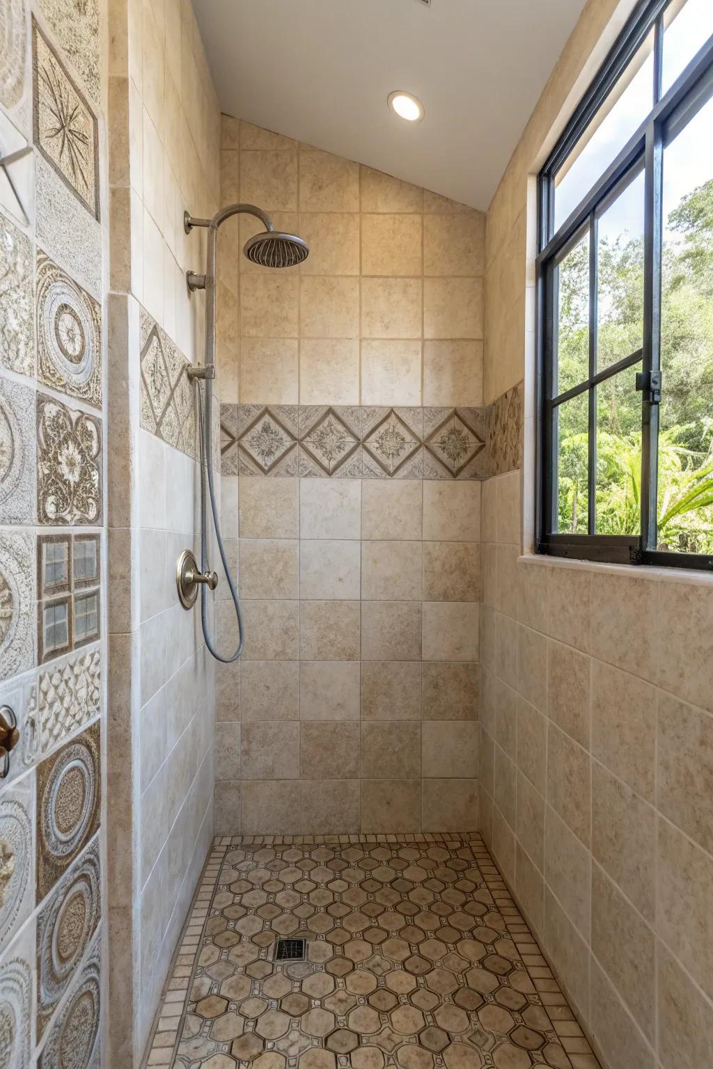 Neutral patterns impart a serene and sophisticated ambiance.