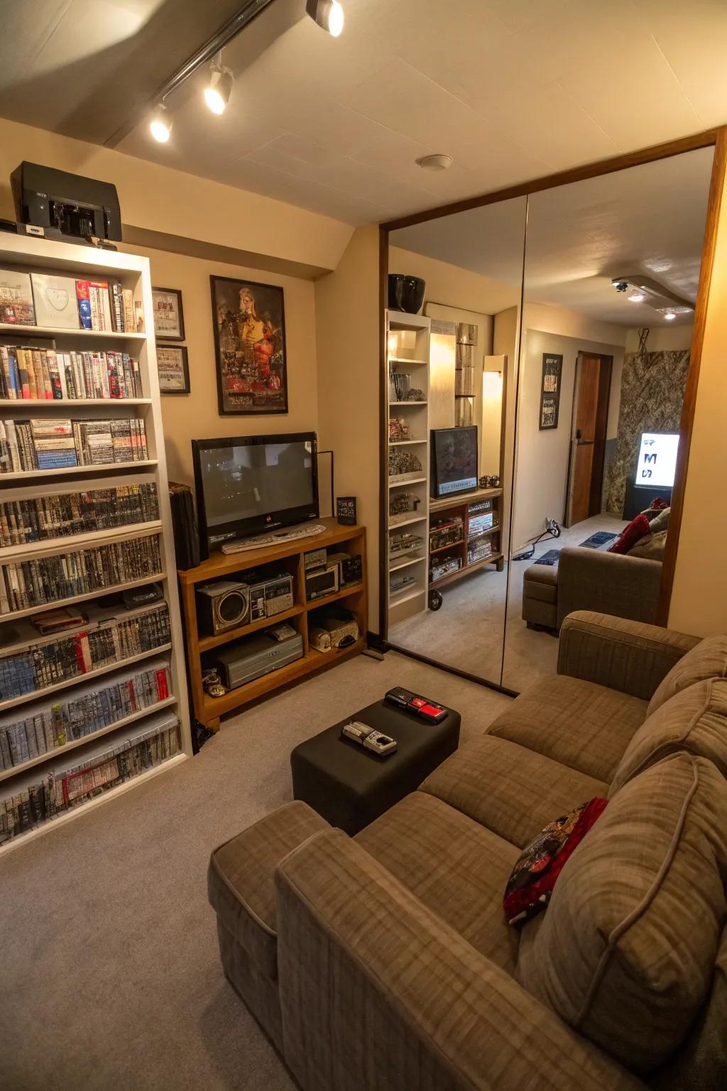 Mirrors can create the illusion of added space in your gaming room.