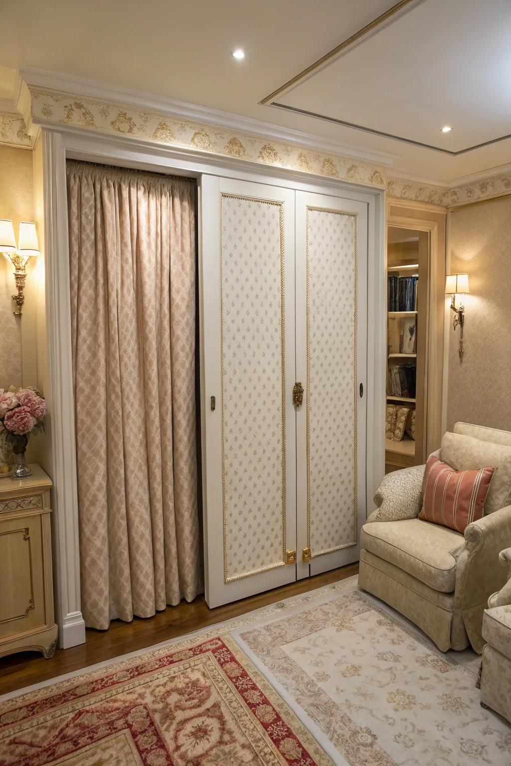 Upholstered doors add warmth and texture.