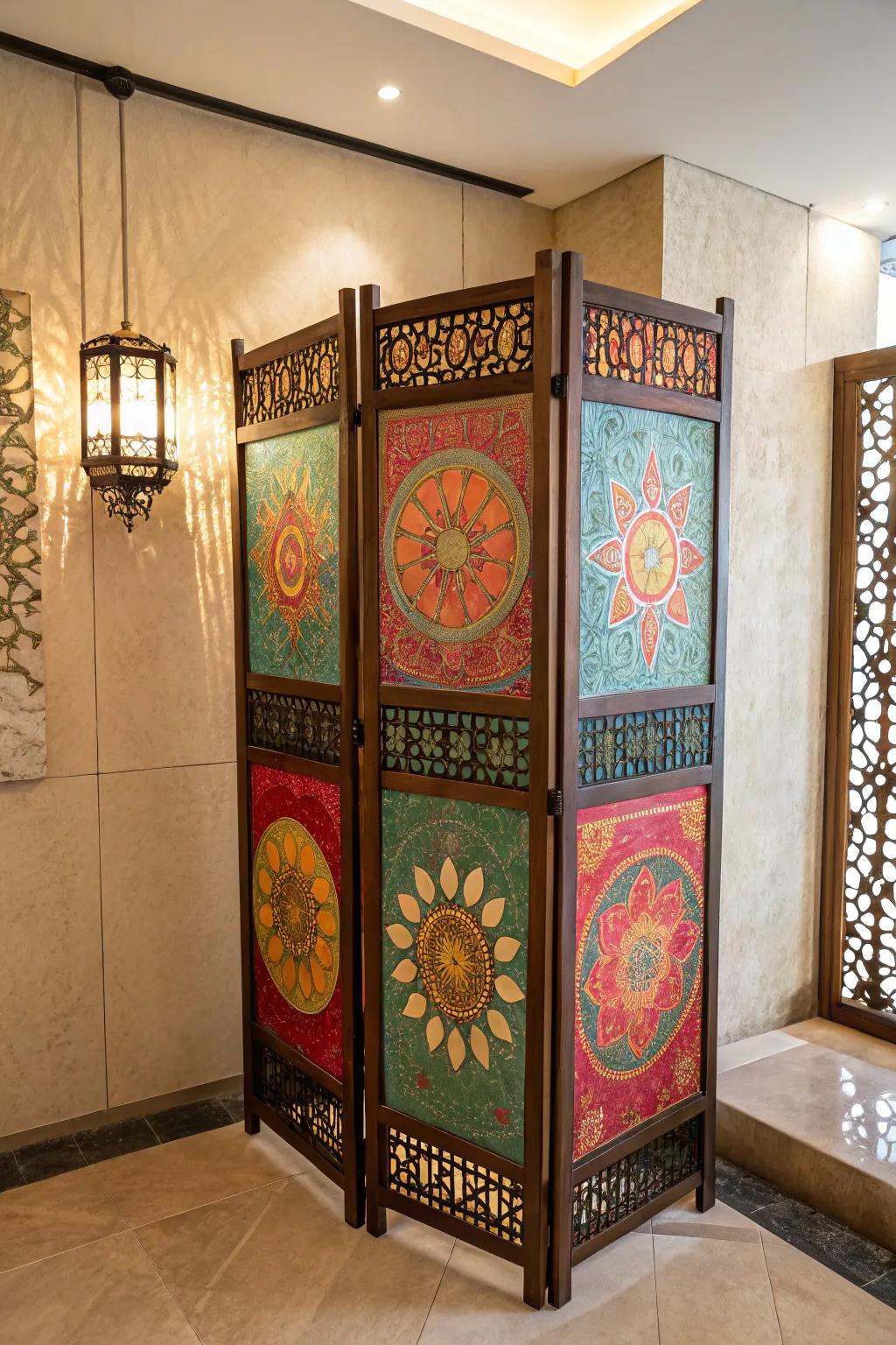 Folding privacy screens introduce sophistication and function.