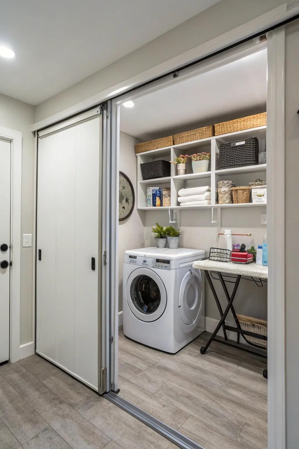 Maintaining visual harmony with space-efficient sliding doors.