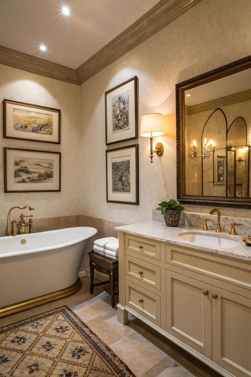 Art pieces introduce personal flair and sophistication.