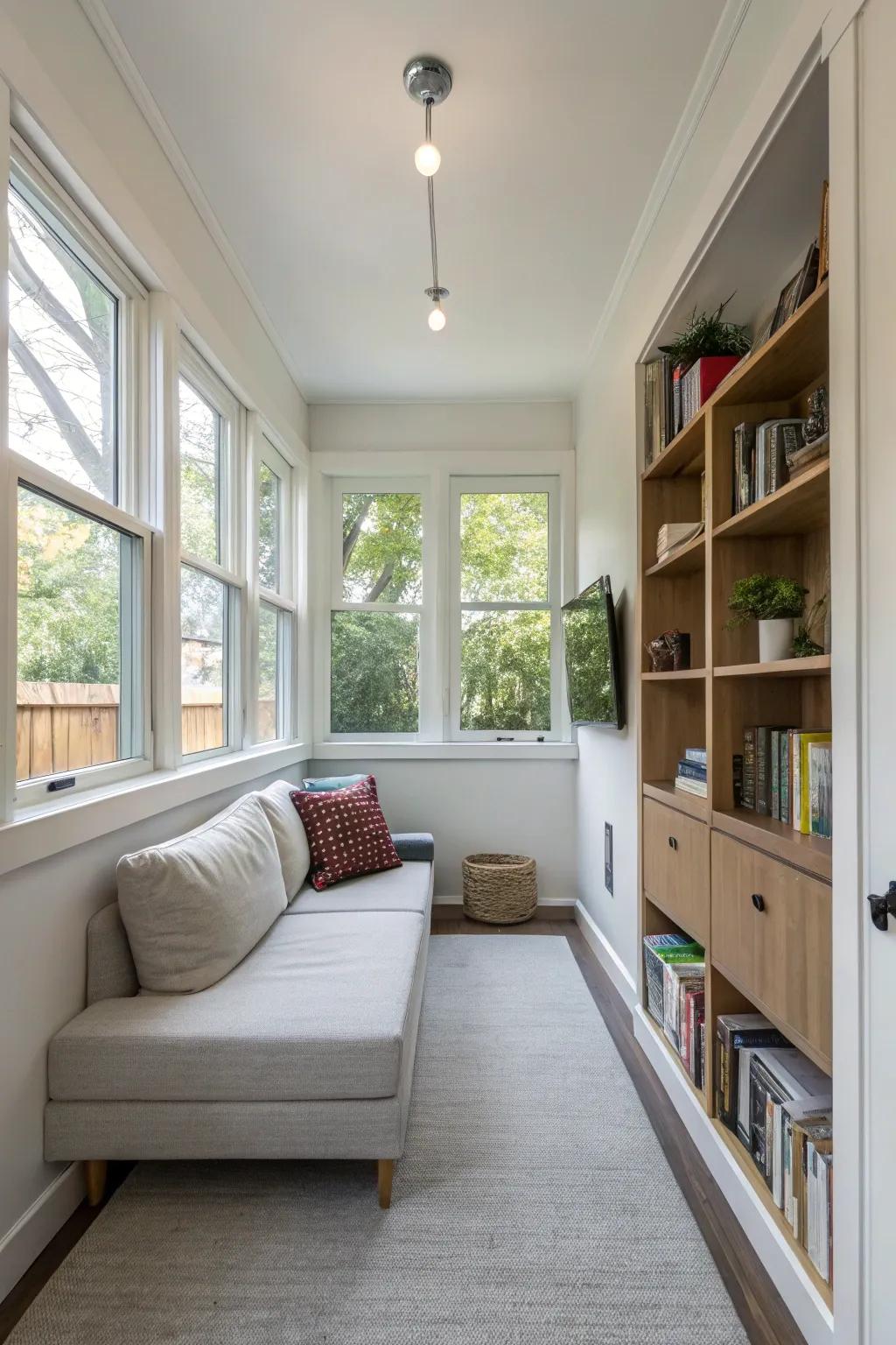 Slim-profile furniture maximizes space and enhances flow.