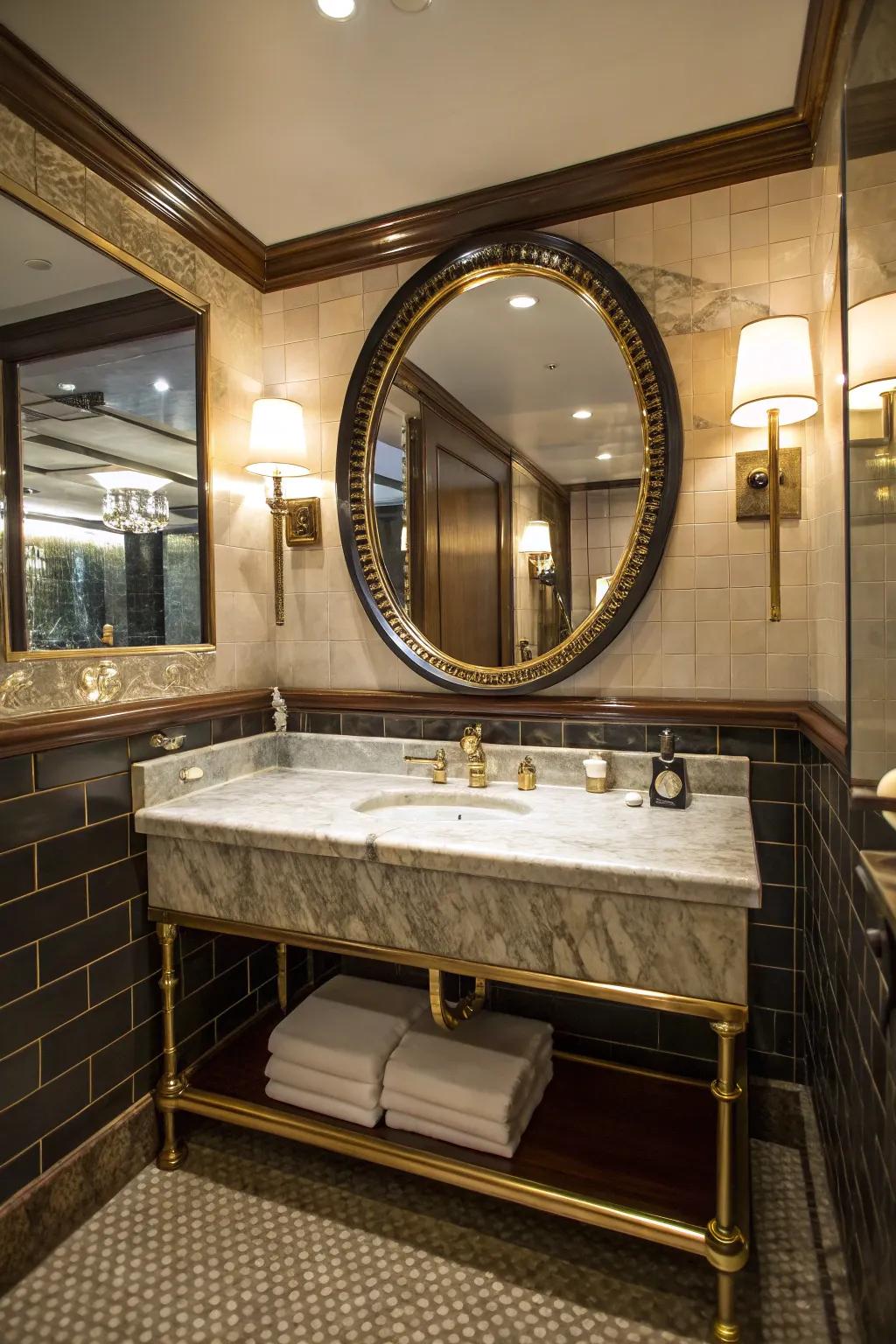 Deluxe lavatories serve as gorgeous focal points.