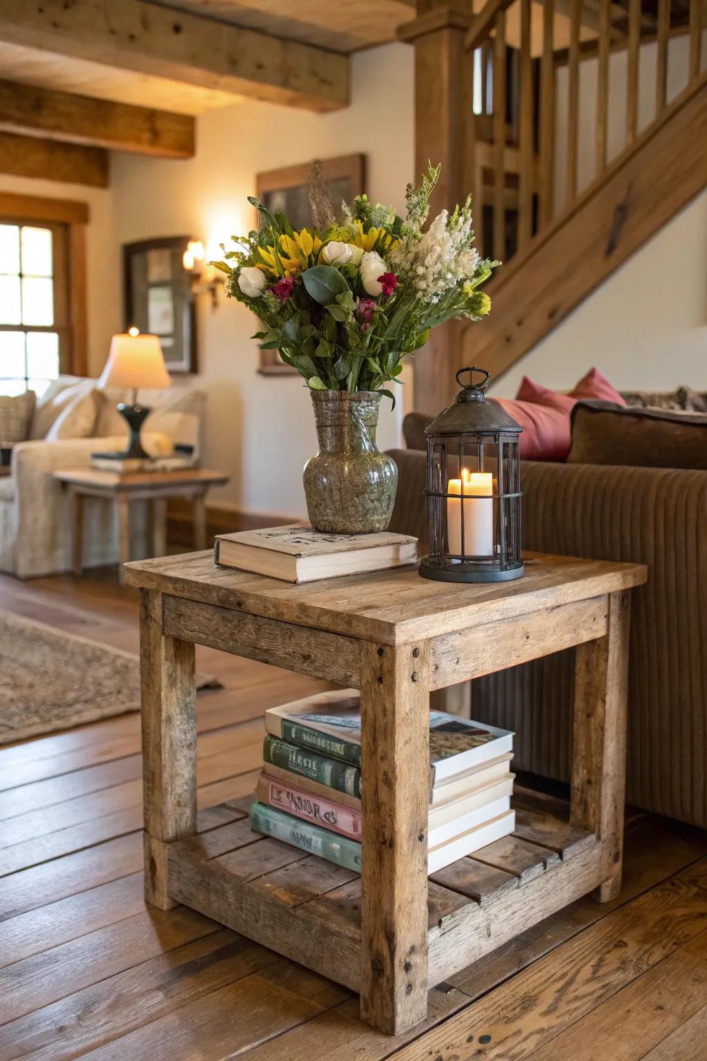 Rustic tables bring warm.