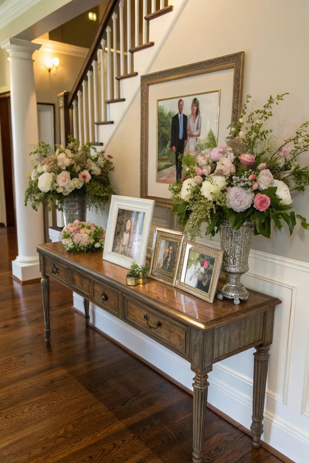 A warm and inviting entranceway that welcomes visitors into a Southern abode.