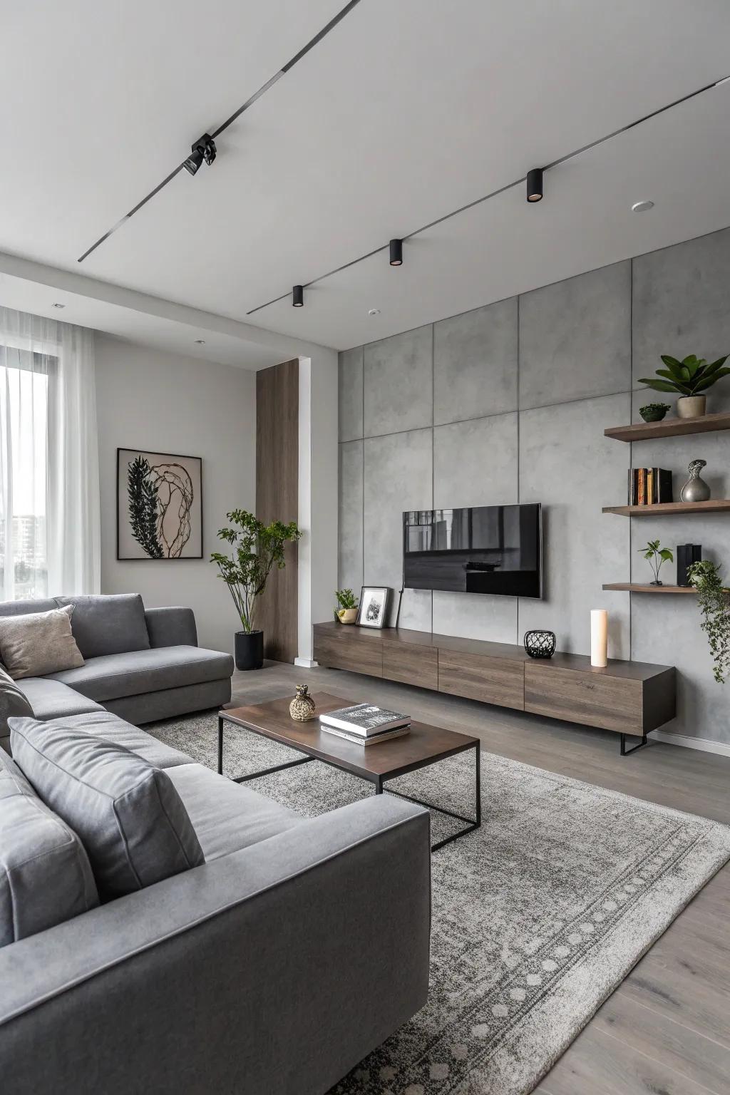 Sparse grays deliver a streamlined and modern sensation.