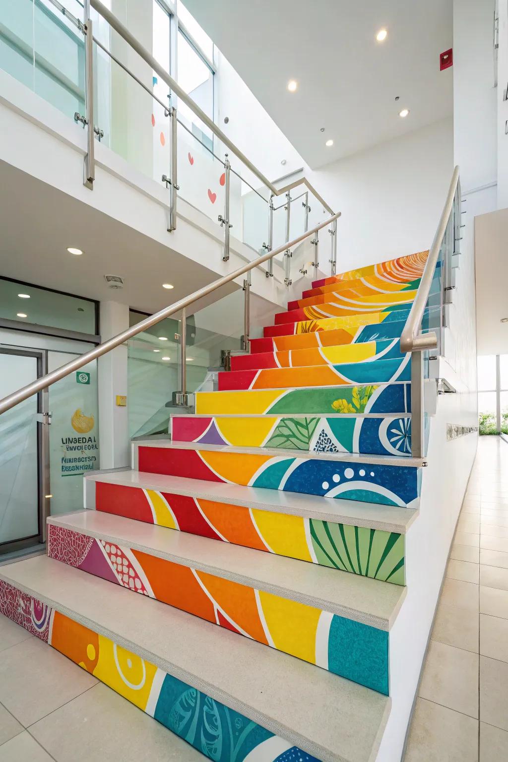 Infuse personality by painting stair risers with color.