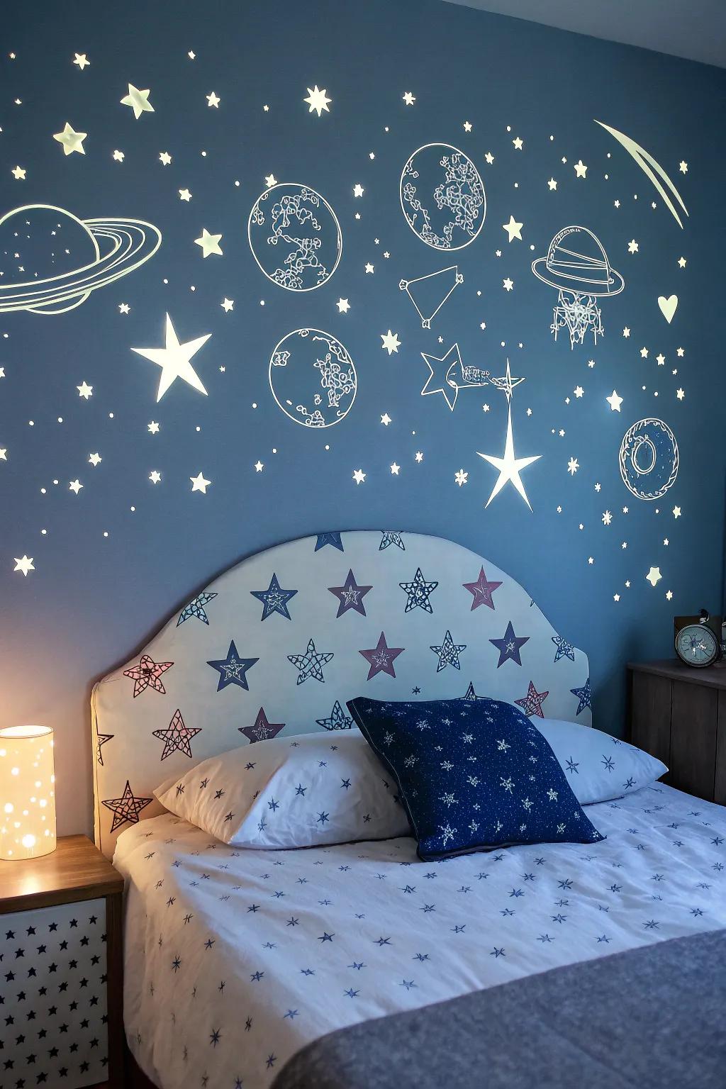 Transform your room with a whimsical sticker headboard.
