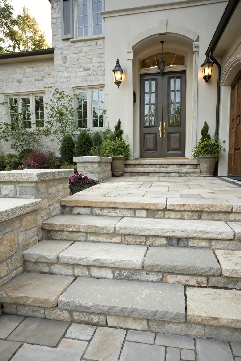 Stone steps present a unified and elegant journey.