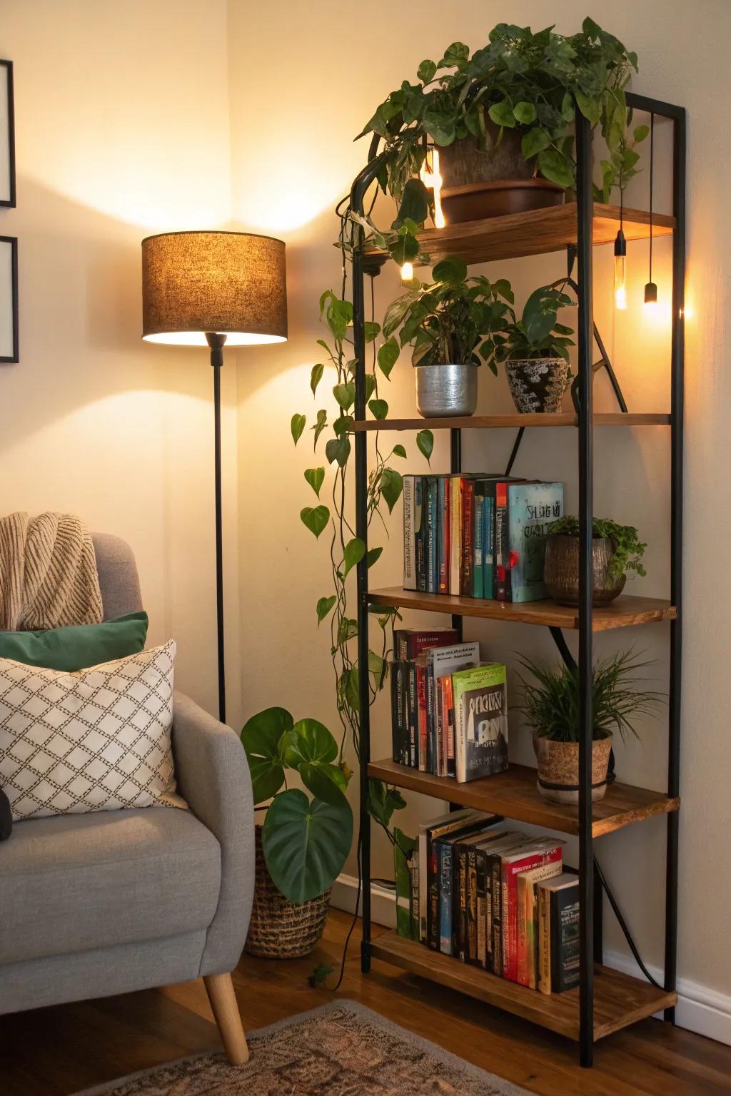 Capitalize on corner spaces with a decorative rack.
