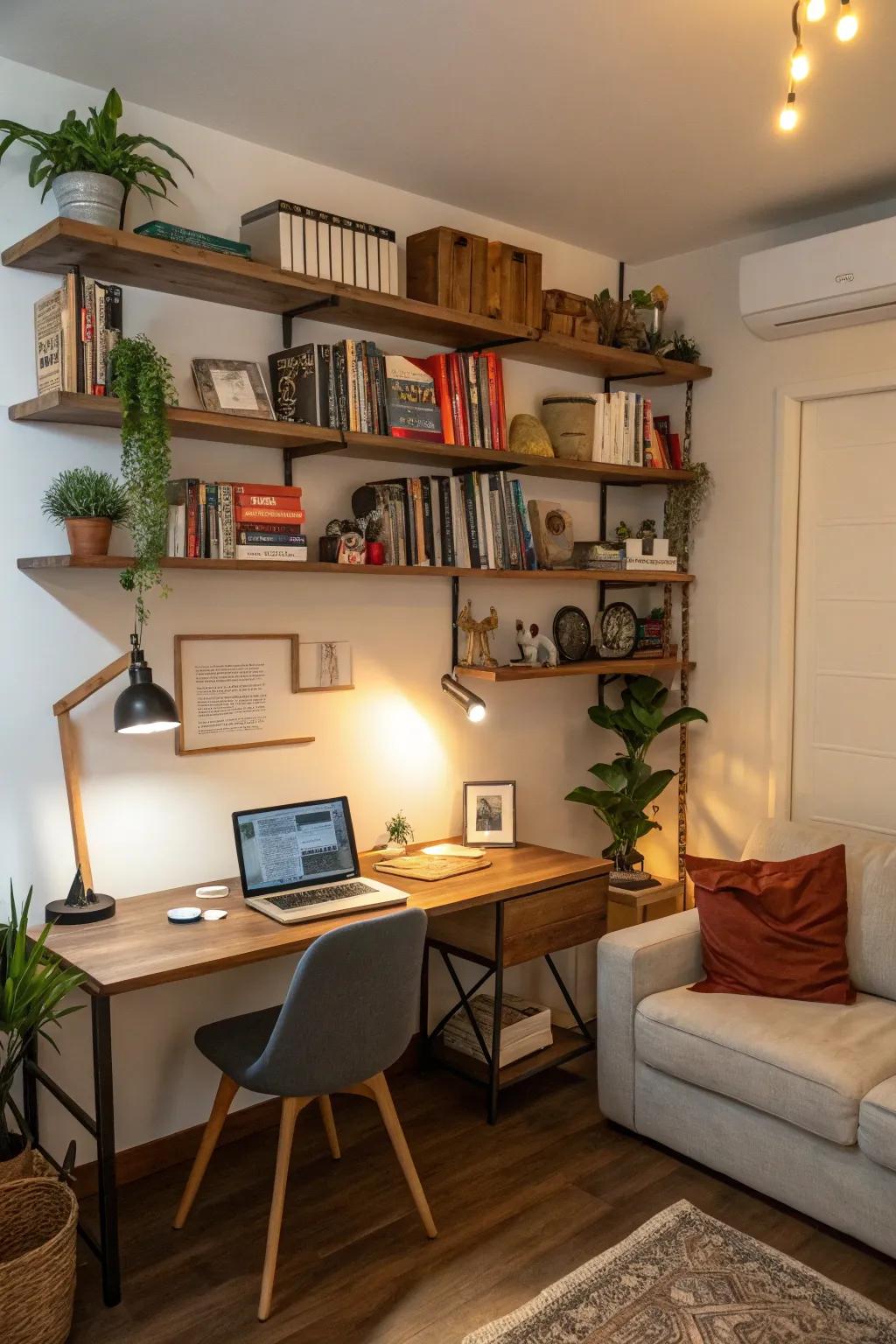 Vertical space utilization helps keep areas organized and clear.