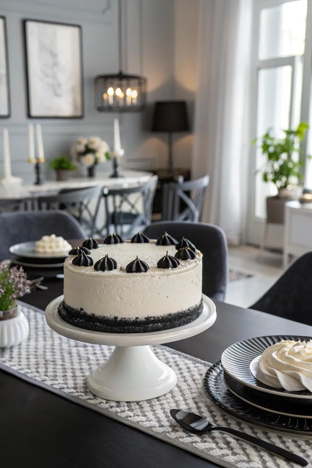 A timeless monochrome cake that exudes perpetual refinement.