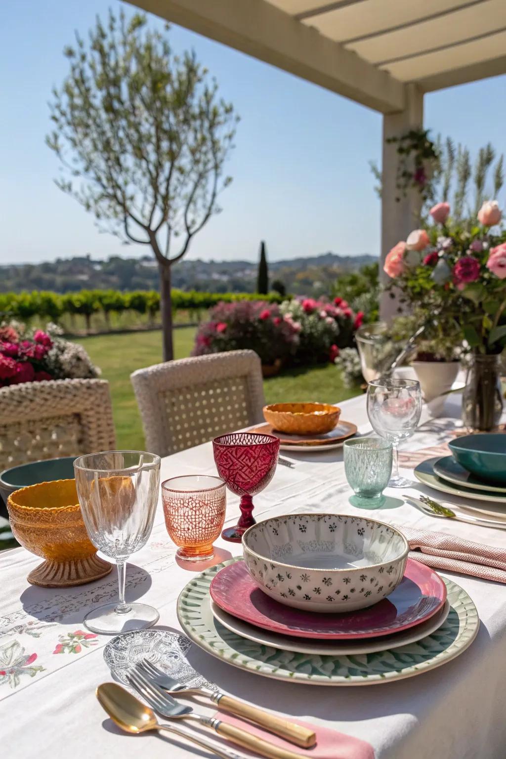 Mix-and-match tableware brings a personal and inviting feel to the table.