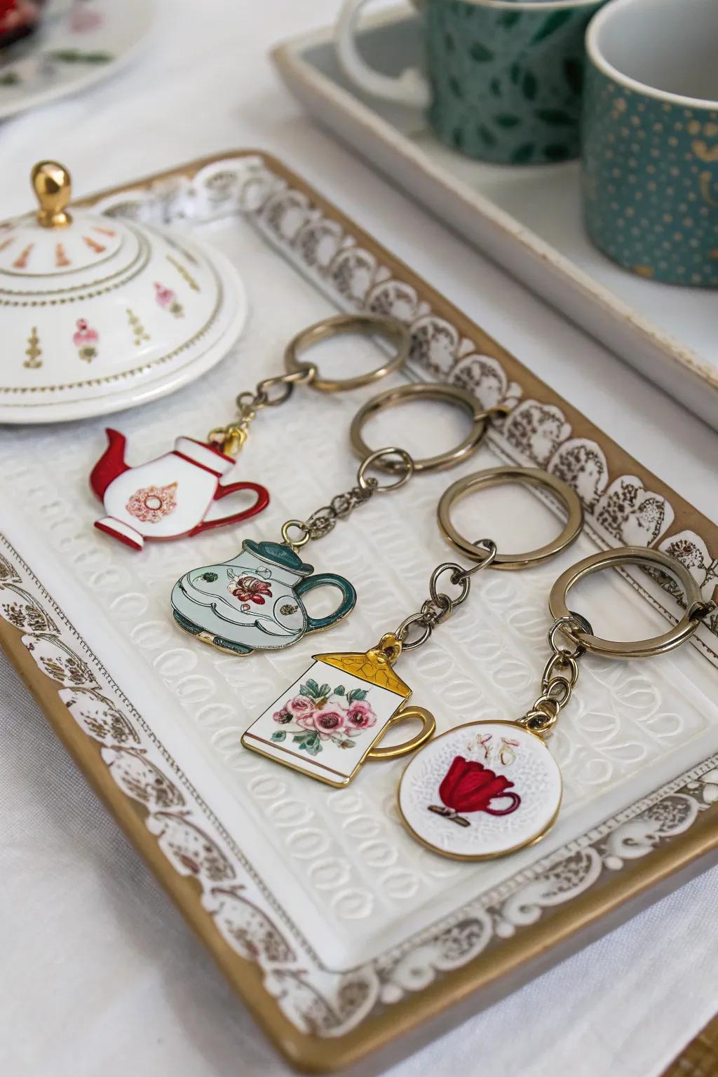 Themed key charms apply a playful aspect to any group of keys.