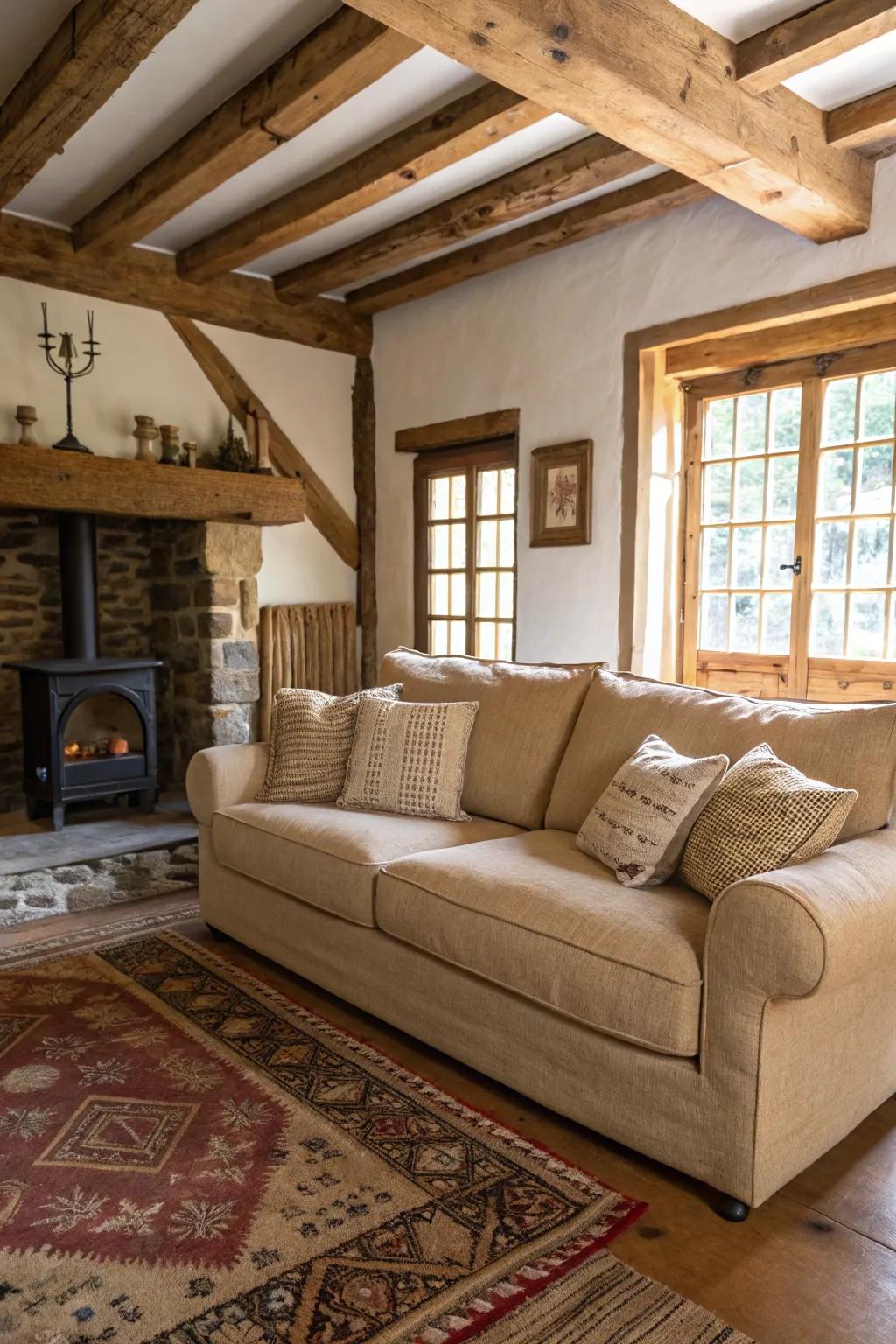 Natural fabrics bring warmth and rustic charm to your decor.