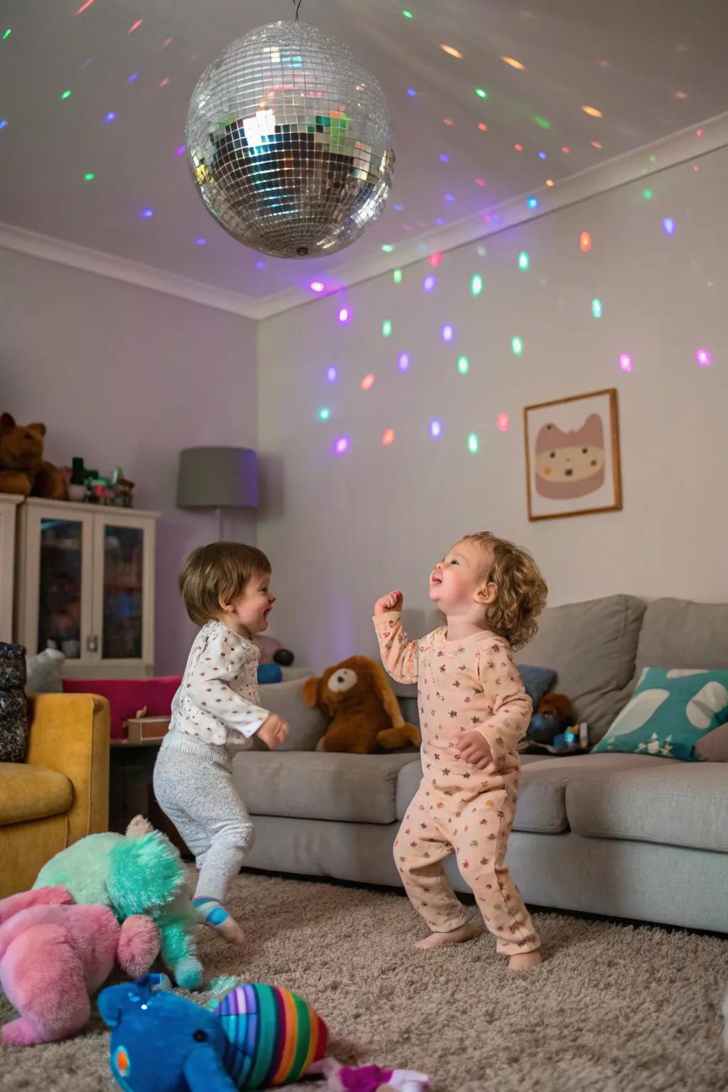 A toddler dance party has the children smiling and full of rhythm.